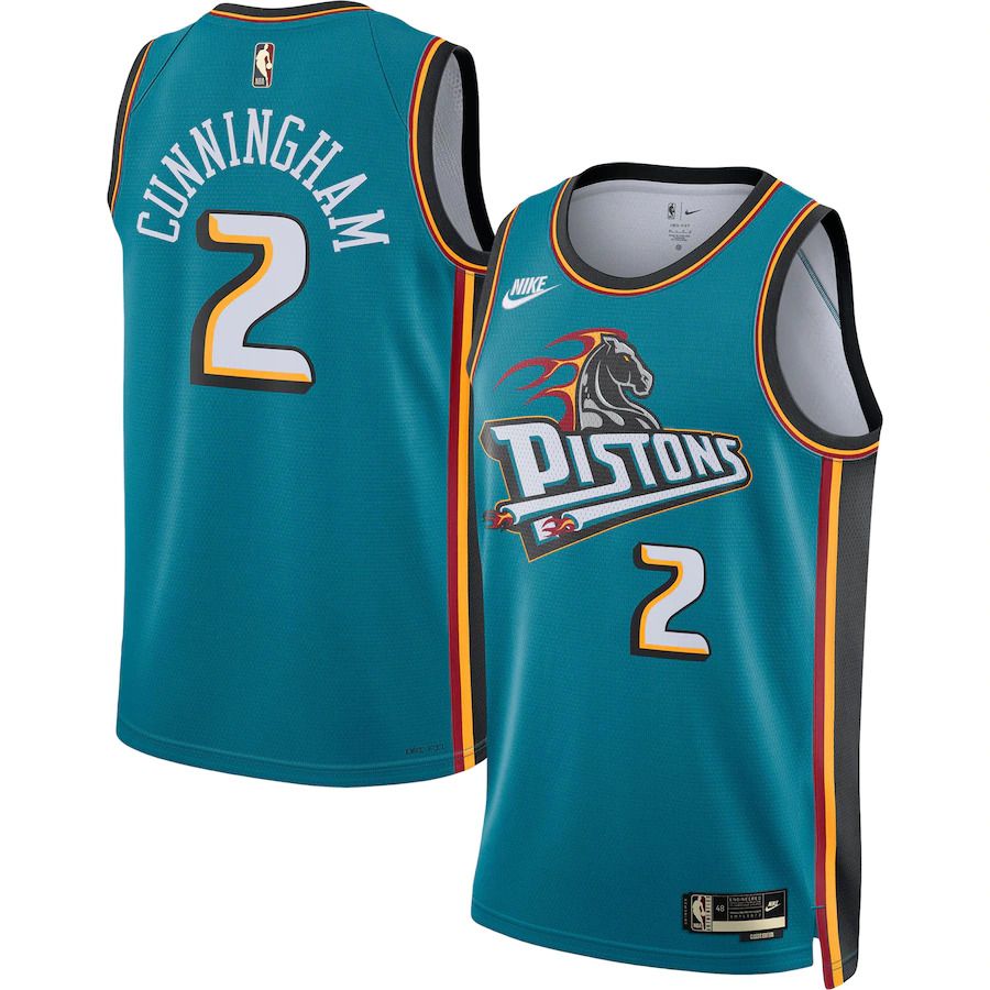 Men Detroit Pistons #2 Cade Cunningham Nike Teal Classic Edition 2022-23 Swingman NBA Jersey